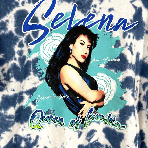 Selena Queen Of Cumbia Portrait Tie Dye T-Shirt Blue Size Large NWOT - Picture 4 of 5